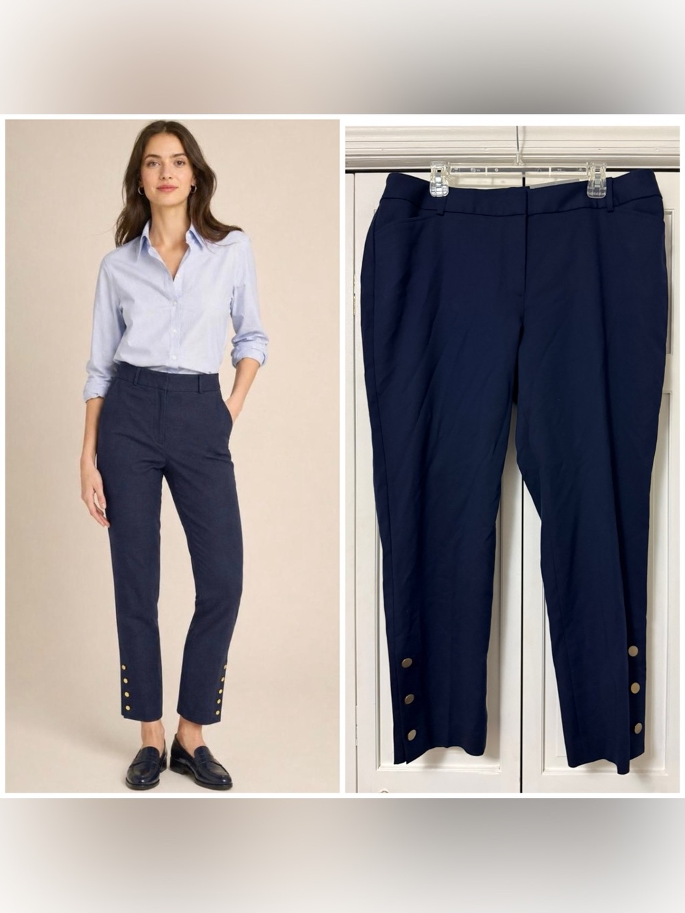 NWT Talbots Hampshire Ankle Navy Cropped Pants Straight Leg Size 16W Stretchy